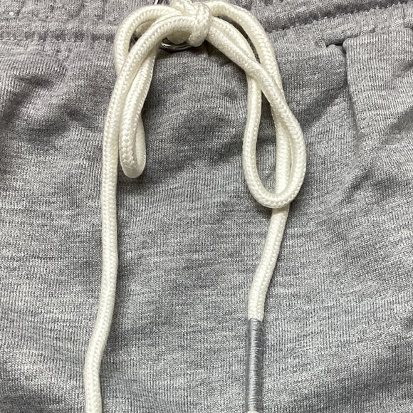 FRENCH TERRY MINI SKIRT Heather Gray W/ Pockets & Drawstring NWT - Picture 2 of 4